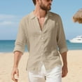 thumbnail image 5 of Mens Shirts Mens Summer Linen T Shirts Casual Button Down Shirts Long Sleeve Collared Tees, 5 of 8