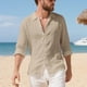 thumbnail image 5 of Seeotter Button Down Linen Shirts for Men Casual Long Sleeve Regular Fit Cotton Beach Shirts with Pocket, 5 of 7