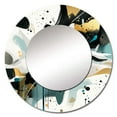 thumbnail image 3 of Designart "Cubist Kaleidoscope in Teal and Gold III" Cubism Teal Large Round Mirror - Round Mirror Wall Décor - Mid-Century Round Printed Mirror 23" x 23" Inch, 3 of 6