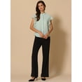 thumbnail image 2 of DARING DIVA Women's Stand Collar Ruffle Sleeve Blouse XS Green, 2 of 6