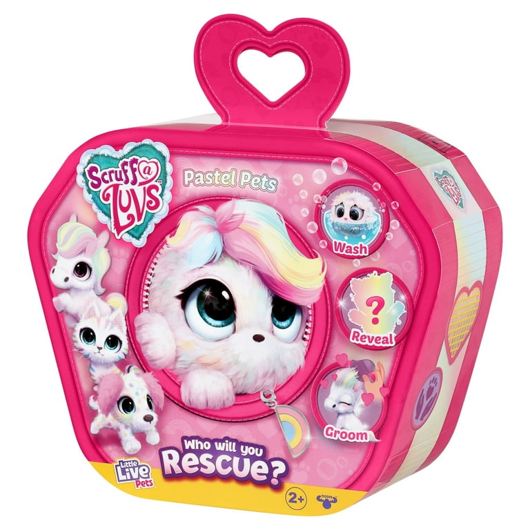Little Live Pets Scruff a Luvs Mystery Animal Reveal Wash Groom and Rescue a Cute Pastel Rainbow Colored Plush Pet Colors and Styles May Vary