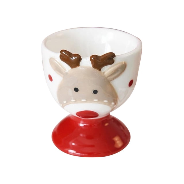 AKEGAMN Ceramic Christmas Egg Cup Funny Christmas Egg Cup Santa Egg Cups Adorable Egg Stand Egg Container Ceramic Egg Supporting Rack Egg Egg Organizer For Serving Break