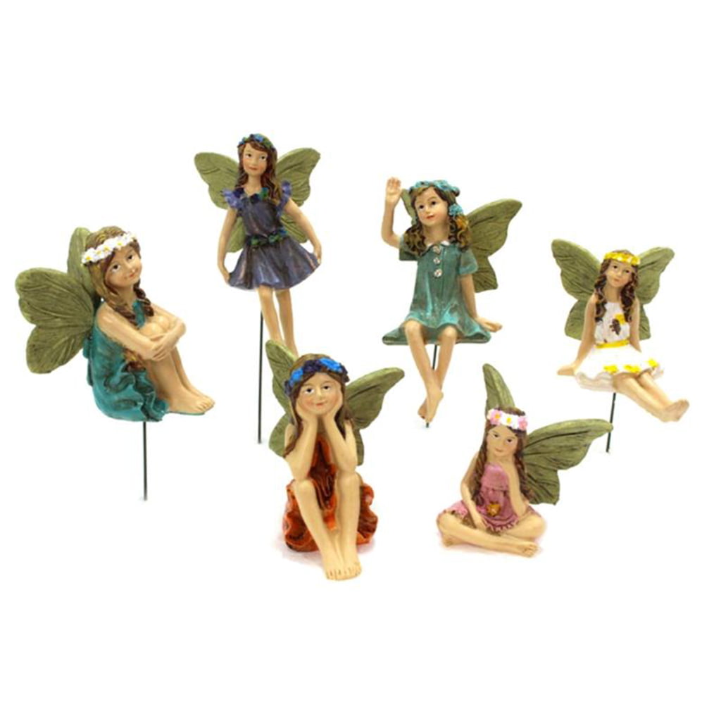 6Pcs Miniature Pixie Flower Fairy Figurine Dollhouse Beautiful Garden Decor Toy 