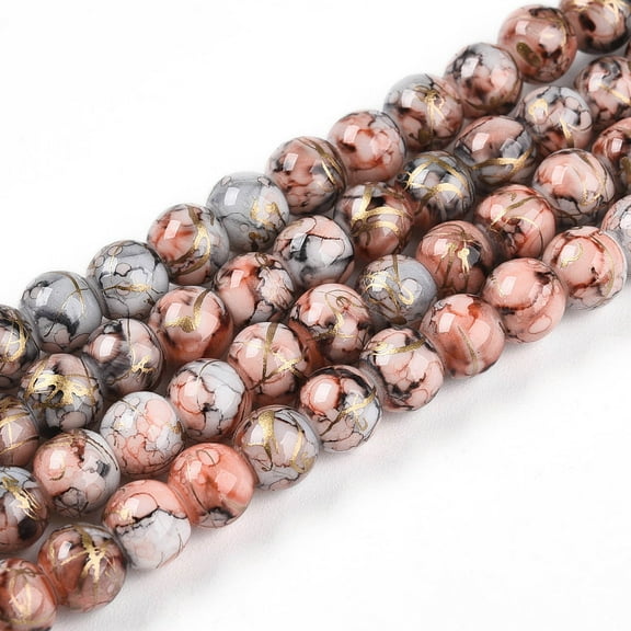 Baking Painted Glass Beads Strands Drawbench style Round Chocolate 6~6.5mm Hole: 1mm 139~162pcs/strand 29.53~34.25 inch(75~87cm)