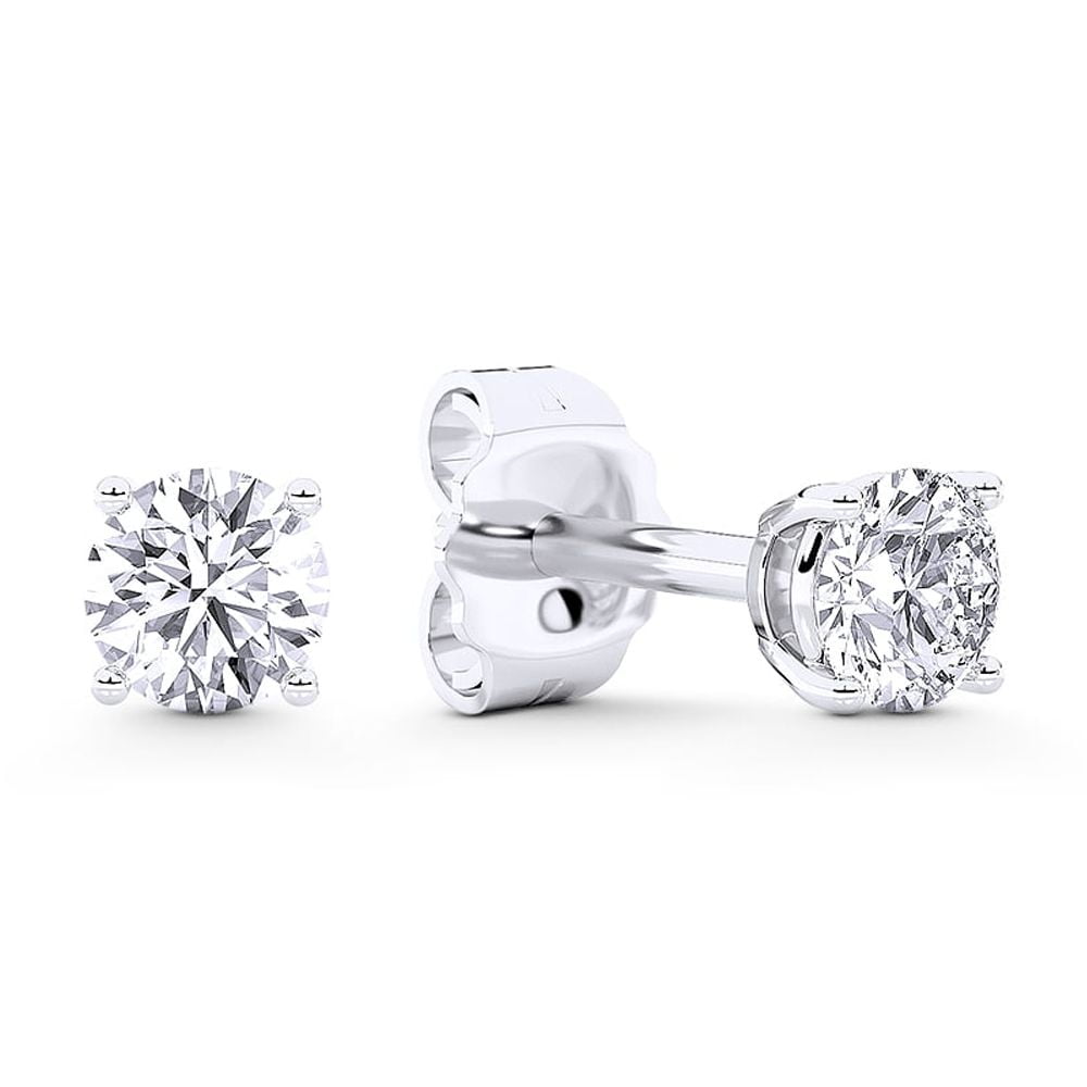 IGI Certified 0.50ct (F Color, VS Clarity) Lab Grown Diamond Round Brilliant Cut 4-Prong Basket Solitaire Stud Earrings in 14k White Gold