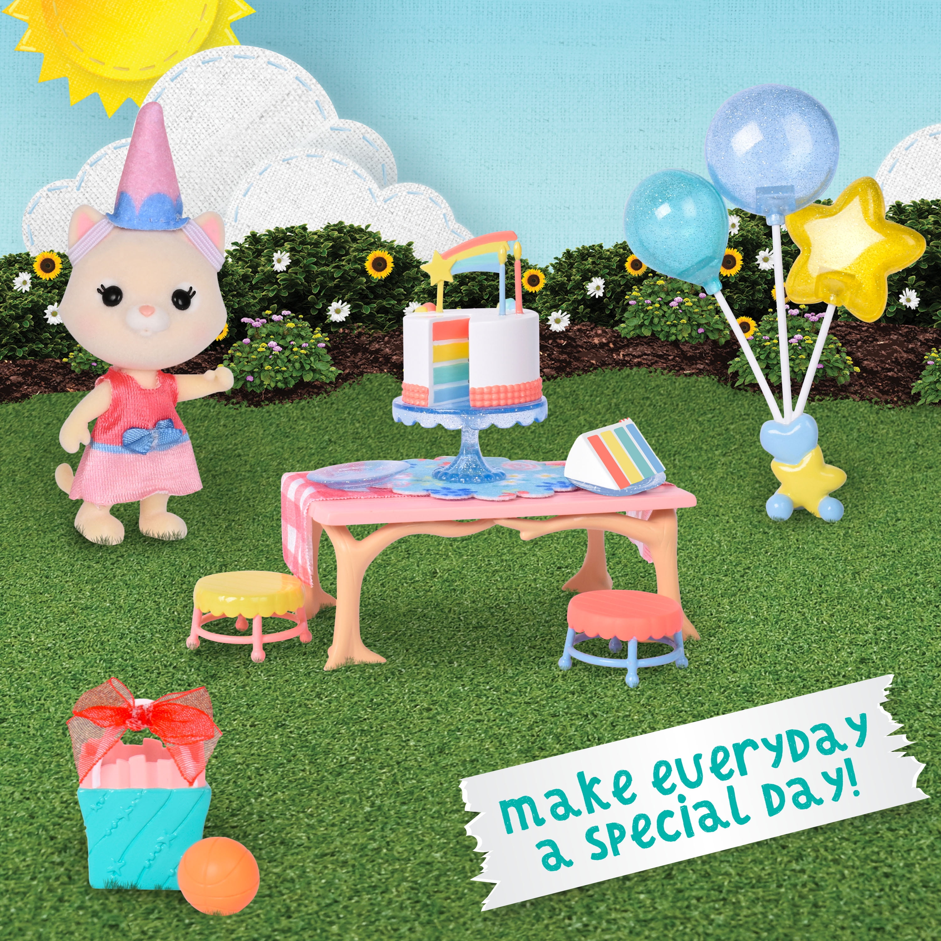 Honey Bee Acres Birthday Wishes Playset – 15 Piece Dollhouse Set – Collectible Doll for Kids Ages 3+