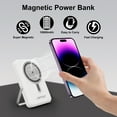 thumbnail image 4 of Magnetic Power Bank, 10000mAh Wireless Portable Charger with LED Display, Built-in Cables, Magsafe Charger with Foldable Stand, 22.5W PD Fast Charging for iPhone/Android, White, 4 of 7
