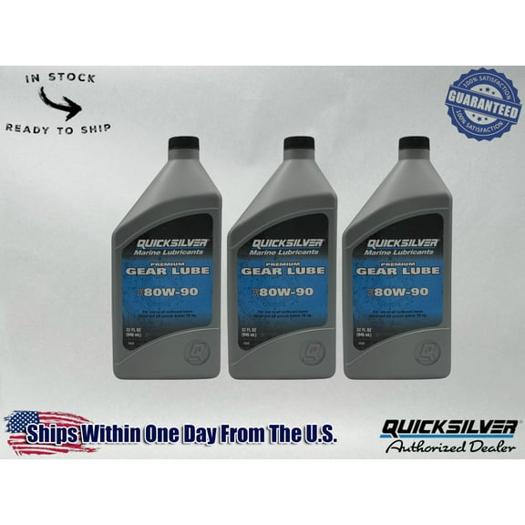 Quicksilver OEM Premium 80W-90 Gear Lub Quarts 92-858058Q01 3 Pack