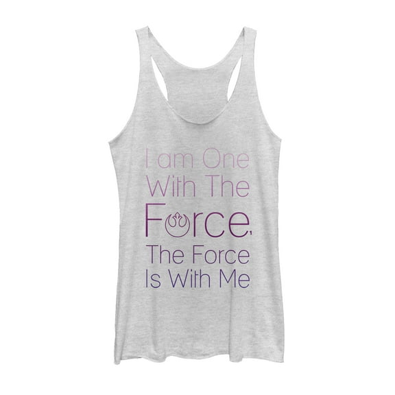 Women's Star Wars Rogue One Chirrut One with Force  Racerback Tank Top White Heather Small