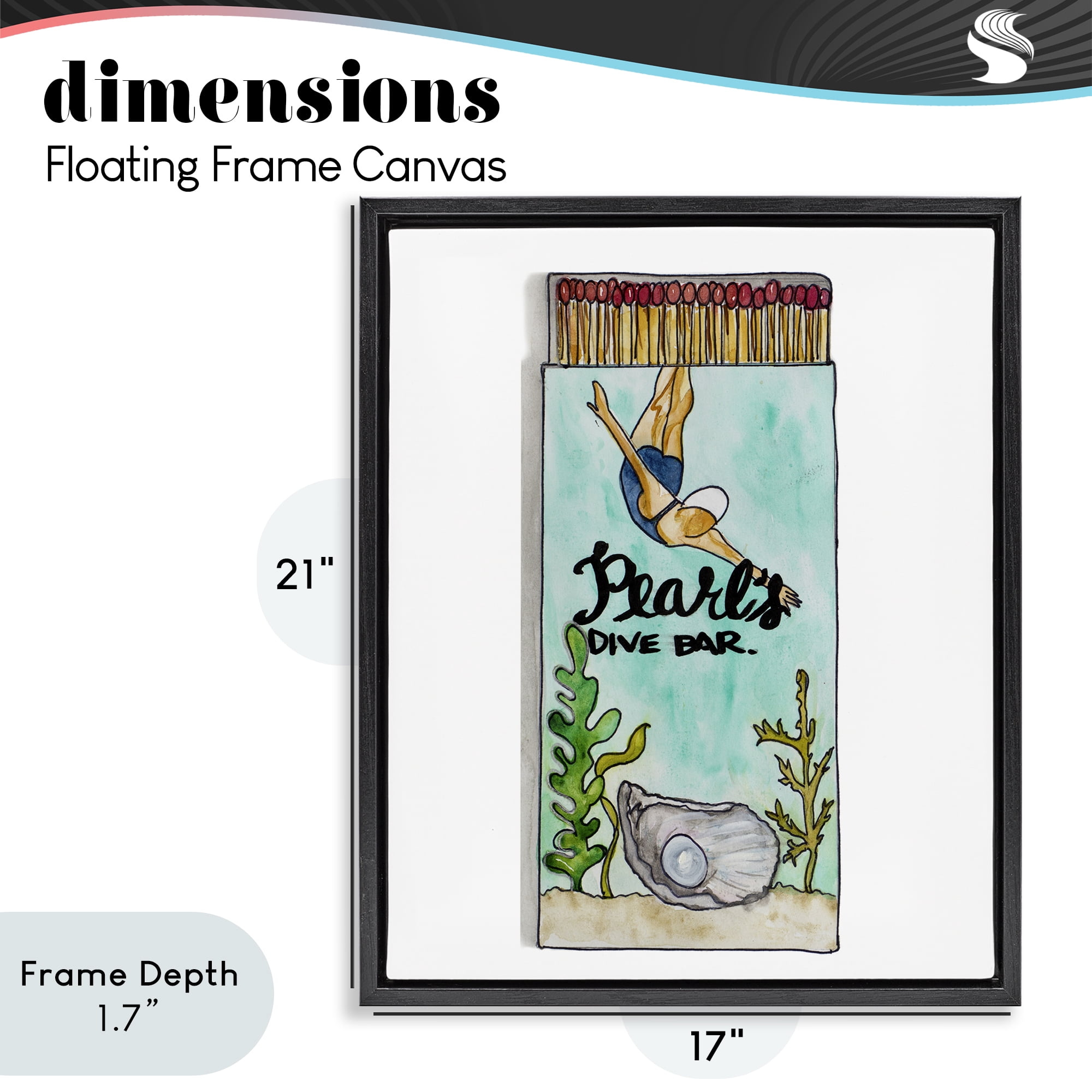Stupell Industries Pearl Dive Matchbook Black Framed Floater Canvas Wall Art, design by Nola James