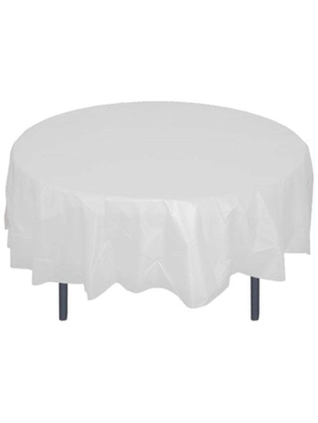 *12 Count* White 84" Round Plastic Tablecloths