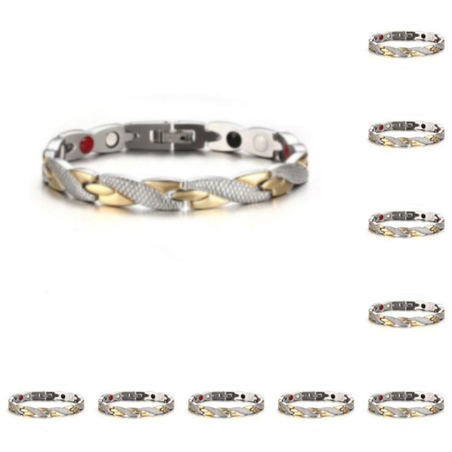 Qarigey Magnética Para Hombres Con Dragón Circulación Mejorada Ajustable Mejora La Circulación Sanguínea Oro Y Plata Oro y plata 10Conjunto