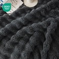 thumbnail image 5 of ROSEKIND ultra-soft 680GSM Faux Fur Ribbed Throw Blanket for Sofa & Bed, Cozy Gift for Adults & Friends, 50x60in, Midnight Dark Grey, 5 of 8