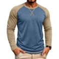thumbnail image 2 of WIZUTIZ Men's Long Sleeve T-Shirt Color Block Raglan Sleeve Pullover Round Neck Stretchy Casual Top Polyester Viscose Spandex for Daily Outdoor Sports Wear Mens Fashion, 2 of 7