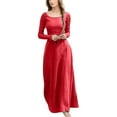 thumbnail image 1 of Vestido vintage de mujer con mangas trompeta y escote corazón: estilo gótico, tallas grandes, largo, tejido de poliéster, 1 of 5
