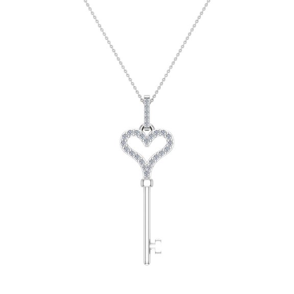 18K White Gold Key to your Heart Diamond Necklace ¼ ctw without chain (G,SI)