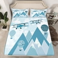 thumbnail image 2 of Manfei Cartoon Airplane Bed Sheets,Aircraft Theme King Sheets,Blue Hot Air Balloon Sheet Set For Girl Boy,Breathable Home Decor,4 Pieces, 2 of 7