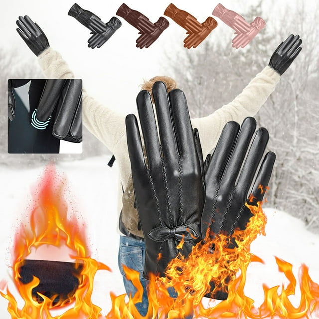 Xihbxyly Almacén de Liquidación Guantes En La Pantalla Completa para Invierno Al Aire Libre, Además de Guantes de Cuero Cálidos de Terciopelo a La Moda para Conducir