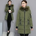 thumbnail image 4 of Ropa de invierno, Chaqueta de algodón para mujer, Chaqueta de algodón con cuello de piel grande y capucha gruesa de largo medio para mujer, chaqueta de talla grande, 4 of 6