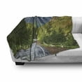 thumbnail image 3 of Woodland Soft Flannel Fleece Blanket, Mountain Landscape Road Cloudy Sky Pine Trees Forest Summer Rainy Day Scene, Cozy Plush for Indoor and Outdoor Use, 50" x 60", Green Grey Brown, by Ambesonne, 3 of 6