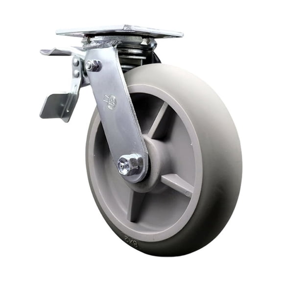 8 Inch Thermoplastic Rubber Swivel Caster with Ball Bearing and Total Lock Brake