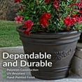 thumbnail image 3 of Sunnydaze Laurel 13" x 13" x 9.75" Round Rust Polyresin Outdoor Planter Pot, 3 of 9