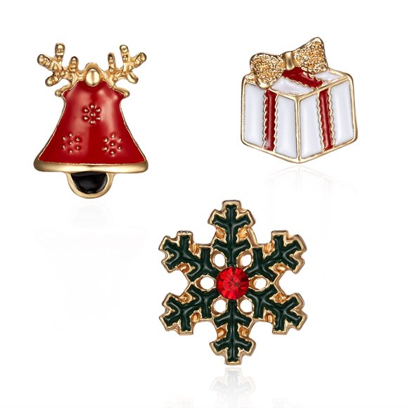 Maoww 3 Pieces Christmas Brooch Pins Jewelry Holiday Xmas Gift Party Women Girls Vintage Rhinestone Clothes Art Decor, Type 2