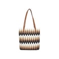 thumbnail image 2 of Bolsa de paja de rayas onduladas con asas dobles de cuero, bolso de hombro tejido ligero para playa, vacaciones, exteriores, uso casual, multicolor, 2 of 6
