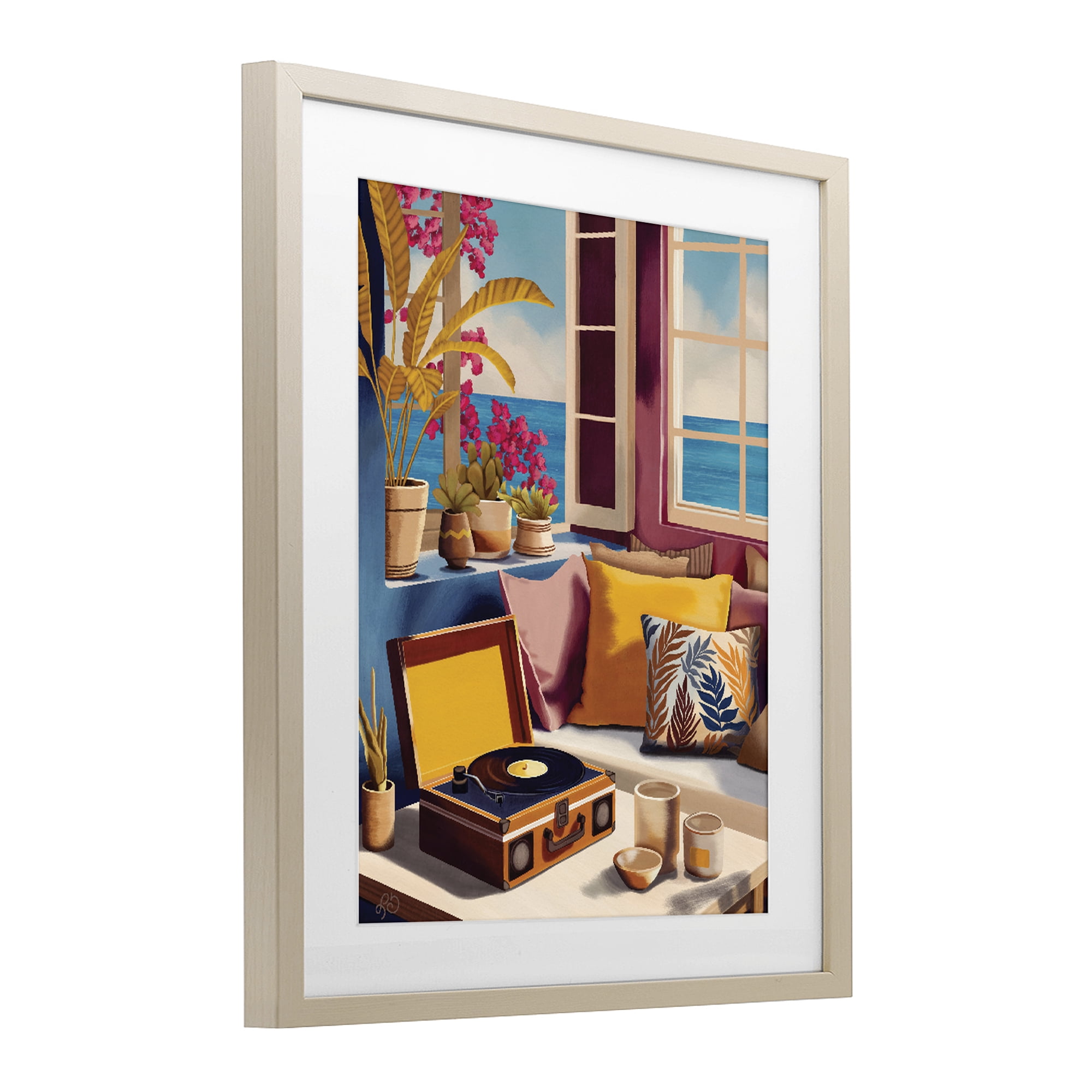 Stupell Industries Boho Vacation By The Sea Birch Framed Print Under Glass, design by Lisa R Dumm