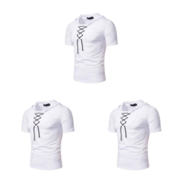Guardurnaity Elegantes sudaderas con capucha de manga corta para hombres - Telas seleccionadas Trendy And Fashion White M Type1 NO1