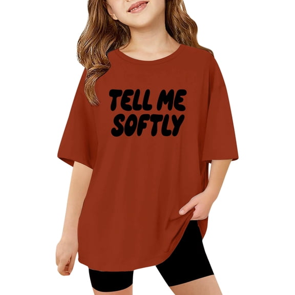 Girls Summer Short Sleeve Tops Dressy Casual Girls Shirts Size 10-12 Printed Crewneck Loose Shirts Basic Cotton Tops Graphic Tees Size 11-12 Years,1-Red