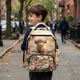 thumbnail image 5 of FKELYI 17 Inch School Bookbag for Kids Backpack with Multi-Pockets Highland Cow Flower Print Primary Schoolbag for Boys Girls Casual Daypack Lightweight Rucksack Travel Bags, 5 of 7