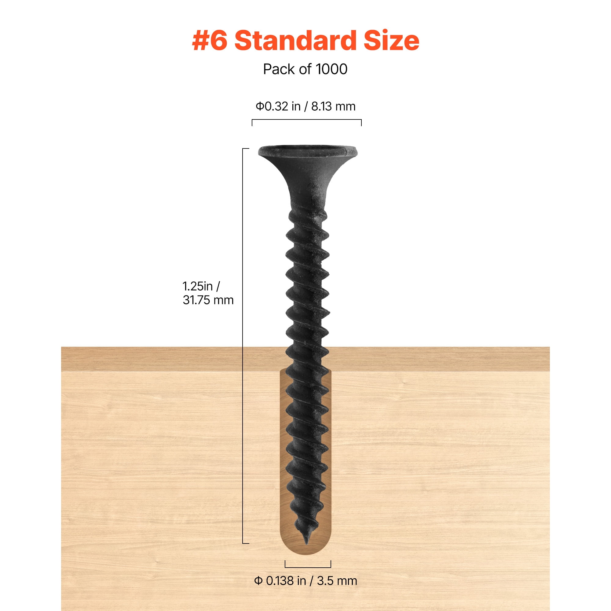 KFFKFF #6 x 1-1/4 inch Drywall to Wood Collated Screws, Durable Alloy Steel Self-Drilling Screws for Various Applications, Ideal for Home Projects and Renovations (1000 Pieces per Box)