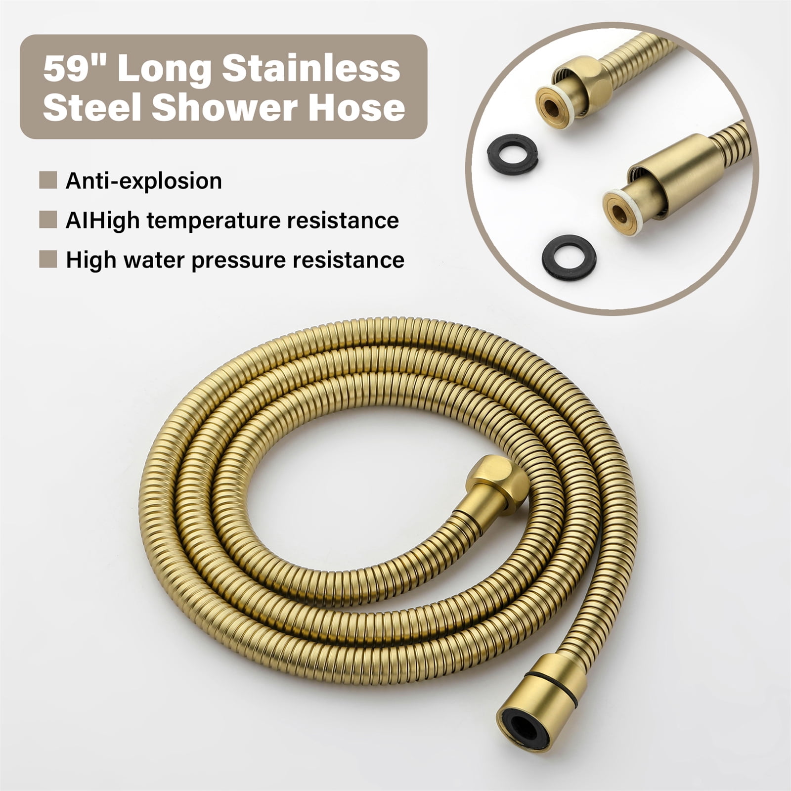 ANGELES HOME Free Standing Bathtub Faucet, Single Handle Floor Mounted Tub Filler Faucet with Handshower, Brushed Gold