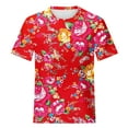 thumbnail image 4 of Penkiiy Floral Shirts for Women's T-Shirts Women's Tops Flower Printing Round Neck Short Sleeved T-shirt Tops, 4 of 5