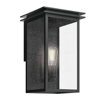 Kichler 39541 Arkville 14" 1-Light Outdoor Wall Light, Black with Clear Seeded Glass