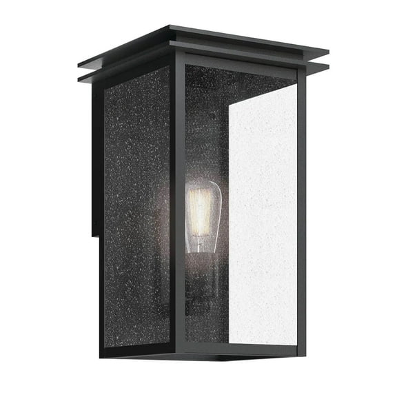 Kichler 39541 Arkville 14" 1-Light Outdoor Wall Light, Black with Clear Seeded Glass