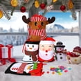 thumbnail image 3 of Bolsa de regalo de 2 piezas, bolsa de regalo de Papá Noel, bolsa navideña con cordón, apariencia 3D de Papá Noel, muñeco de nieve, ciervo y pingüino para almacenar golosinas y galletas (b), 3 of 5