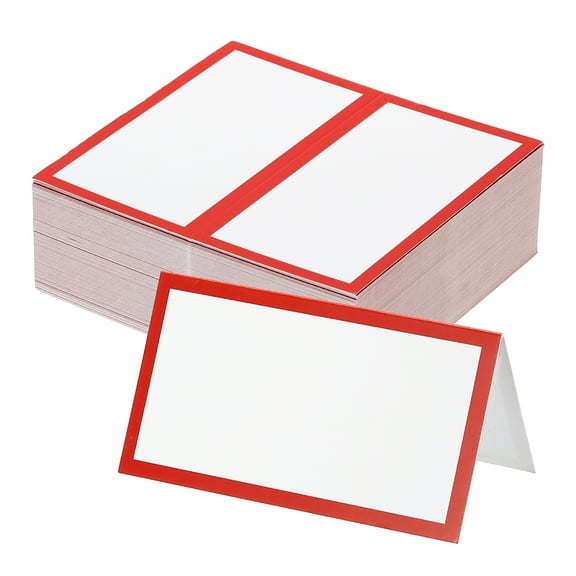 Uxcell 50Pcs Table Place Cards, 3.5 x 2 Inches Blank Name Place Cards for Table Setting Wedding Reception, Red