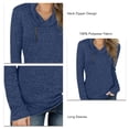 thumbnail image 4 of Jersey de manga larga de poliéster para mujer, camisa ajustada con cremallera en el cuello para otoño invierno, azul oscuro XL, 4 of 5