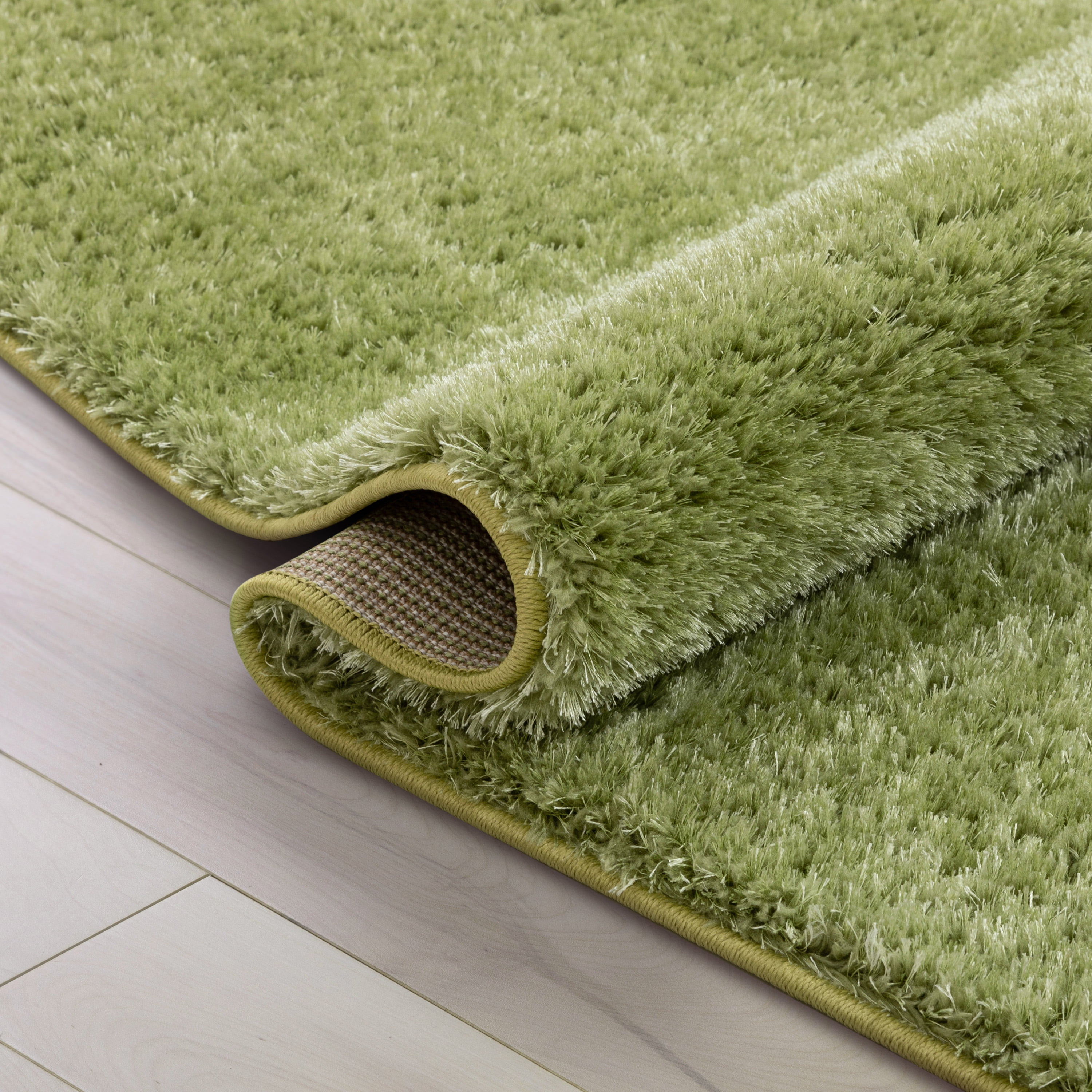 Well Woven Rainbow Chroma Glam Solid Two-Tone Soft Shimmer Pile Green Shag 9'3" x 12'6" Area Rug