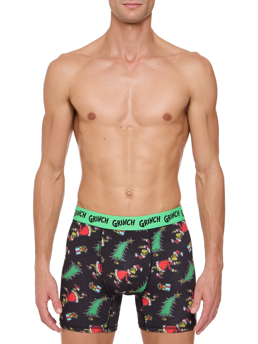Dr Suess Grinch Plaid Men's Athletic Boxer Brief, 2-Pack, Sizes S-XL