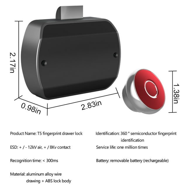 Office Furniture Storage Cabinet Fingerprint Cabinet Lock, Smart Biometric Cabinet Lock, Home & Office Hidden File Cabinet Locks, Usb Rechargeable Keyless Furniture Drawer Lock