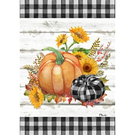 Toland Home Garden Rustic Pumpkins Fall Thanksgiving Flag Double Sided 12x18 Inch