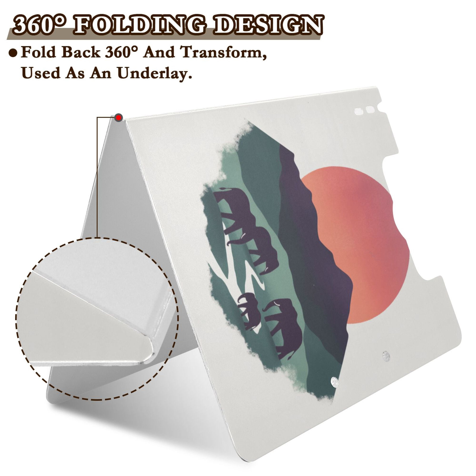 FORMRS A4 Clipboard Folder with Pen Holder Horizontal Foldable School Office Binder, Abstract Elephant