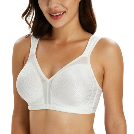 

Exclare Women s Minimizer Bras Comfort Non Padded Full Figure Large Busts Wirefree Plus Size Bra(White 42D)