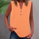 thumbnail image 2 of Camiseta sin mangas de verano para mujer, corte holgado, plisada, cuello en V, sin mangas, fluida, informal, 2 of 5