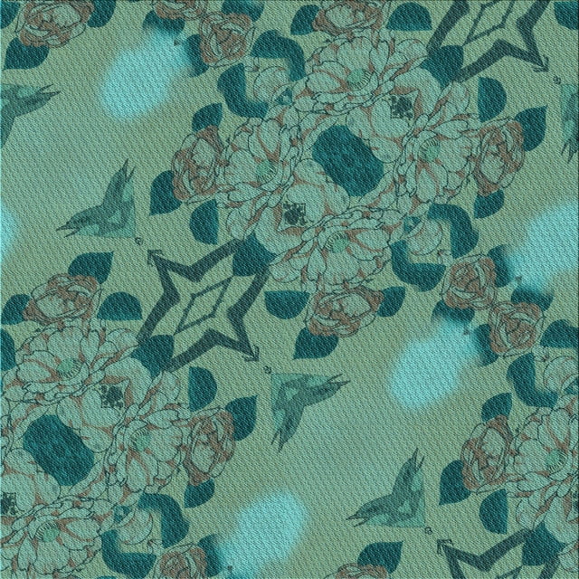 Ahgly Company Machine Washable Indoor Square Transitional Deep-Sea Green Area Rugs, 4' Square