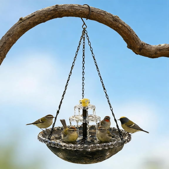 Bird Bath Fountains Solar Power Cascading Water Design Ideal for Hummingbirds and Wild Birds in Backyard Lawn Decoration