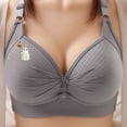 thumbnail image 2 of SMihono Cute Ghost Print Bra for Older Women for Sagging Breast No Underwire Lace Gather Bras Comfort Front Pleated T Shirt Bralette Gray L, 2 of 8
